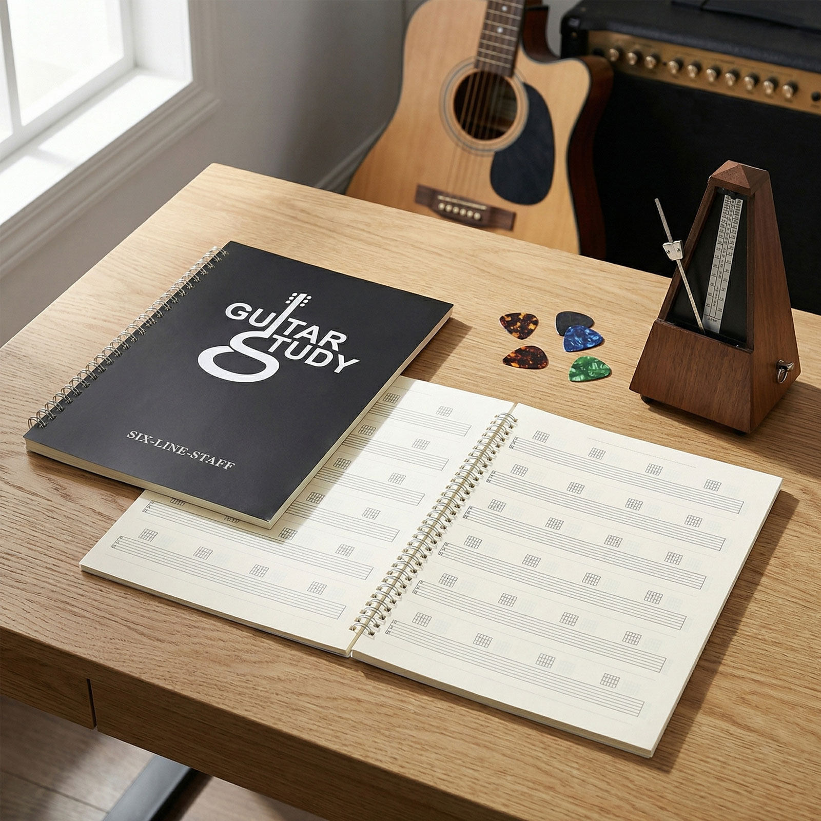 Blank Sheet Music Notebook - 2Pcs Guitar Tablature Notebook 6 String