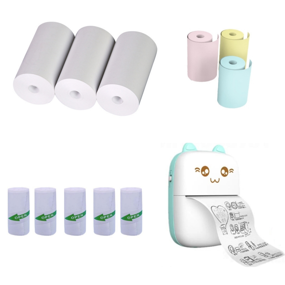 Mini Pocket Thermal Printer Paper Roll - 57x25MM Thermal Paper Sticker Paper Label