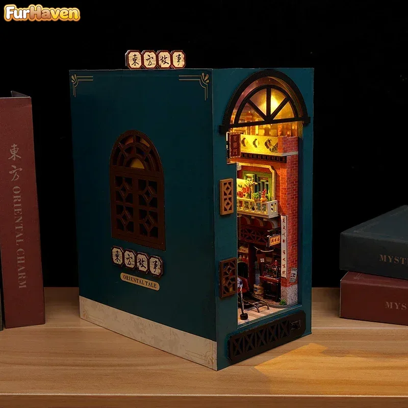 Diy Wooden Book Nook Kit Shelf Insert - DIY Wooden Oriental Tales Chinese Bookshelf