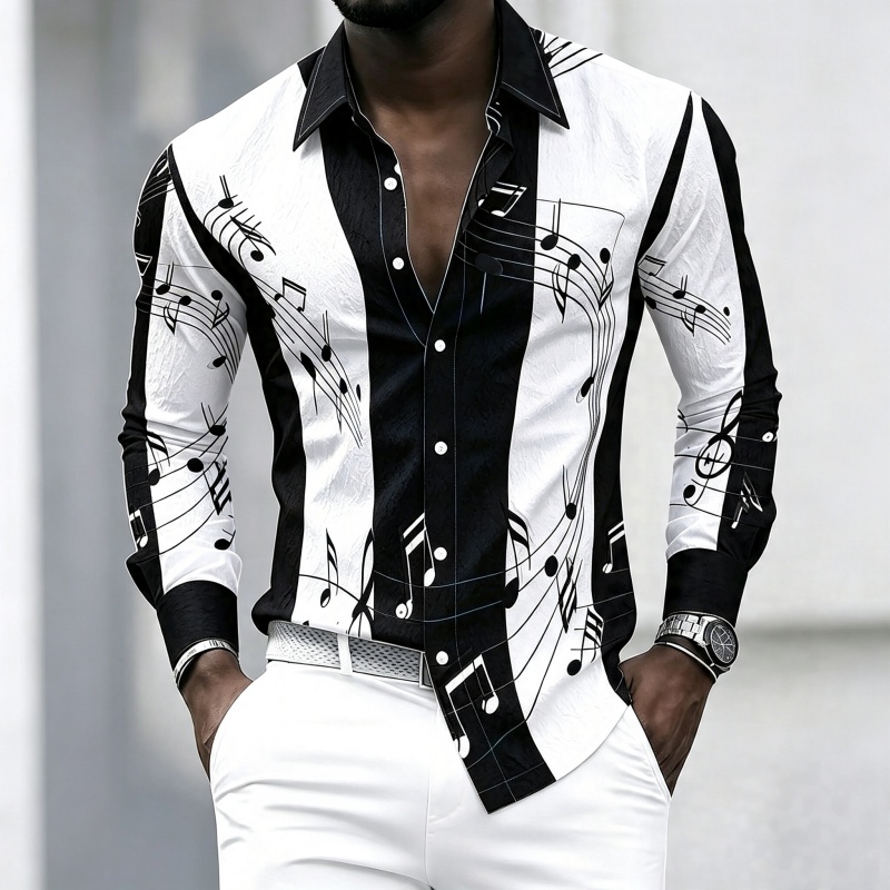 Music - Men's collared shirt with creative musical