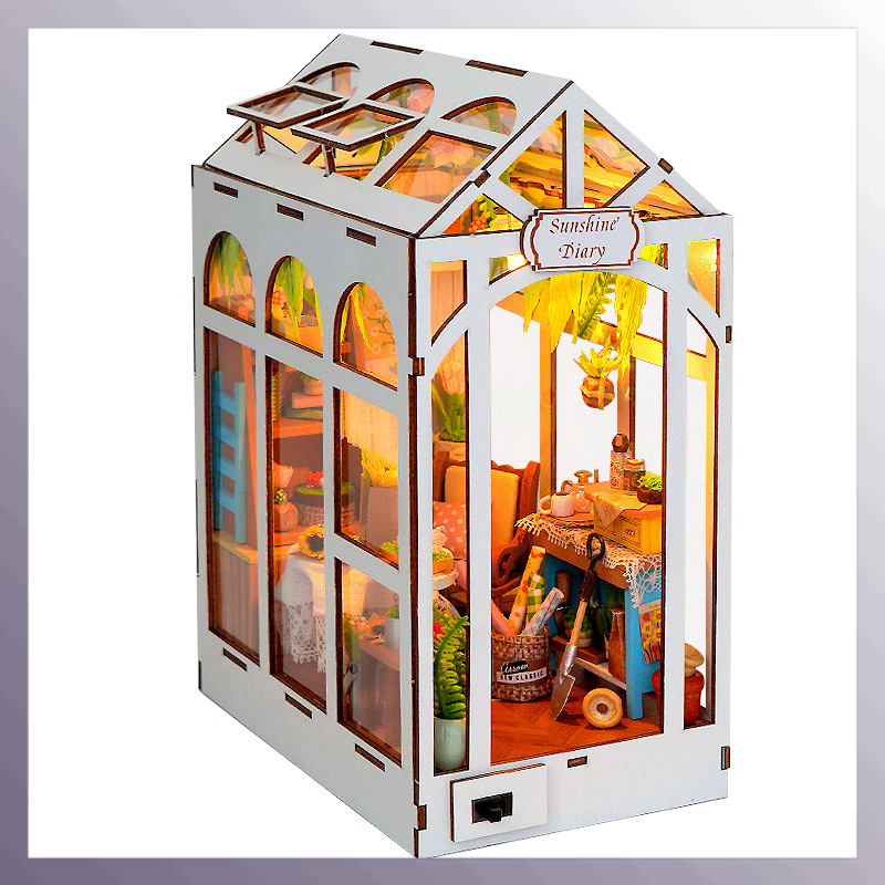 Diy Wooden Book Nook Kit Shelf Insert - Diy Wooden Sunshine Diary Book Nook