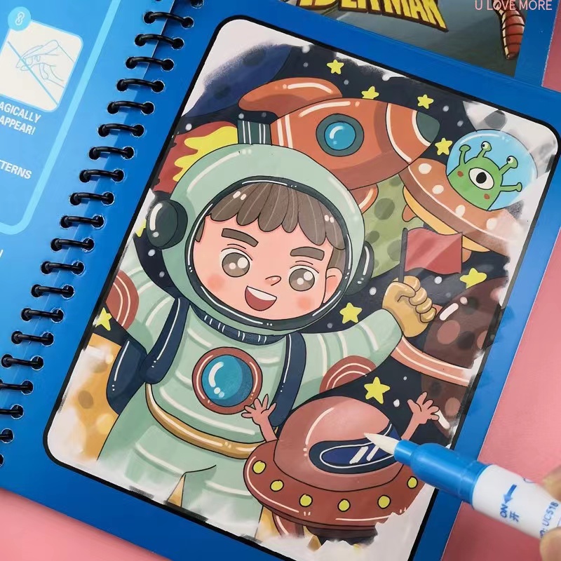 Reusable Water Magic Coloring Book - 1Pcs Magical Book Water Drawing Montessori