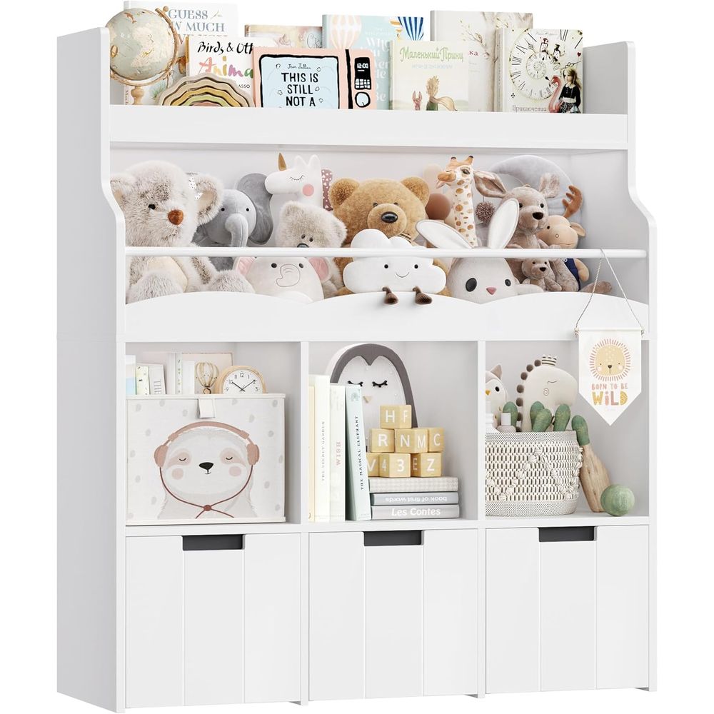 Books - Kids Toy Storage Organizer with Bookshelf,