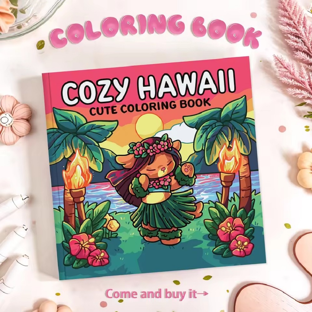 Adult Coloring Book Stress Relief - Cozy Nawaii Cute Adult Coloring Book