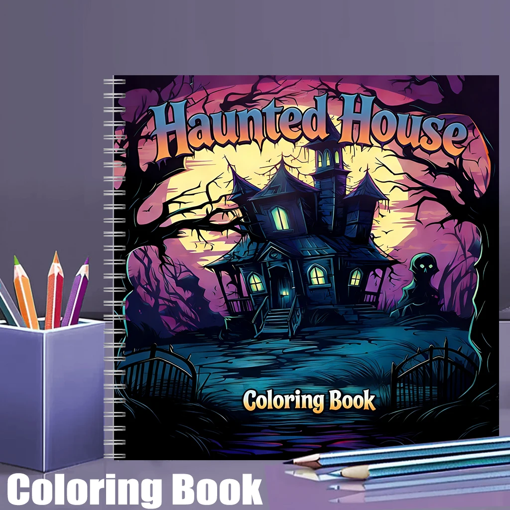 Adult Coloring Book Stress Relief - Haunted House Coloring Book for Adults,