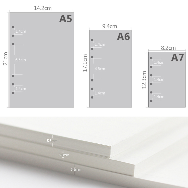 A5 Spiral Dotted Grid Notebook - A5 A6A7 45 Sheets Loose Leaf