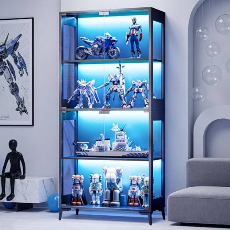 Books - Glass display cabinet with doors for