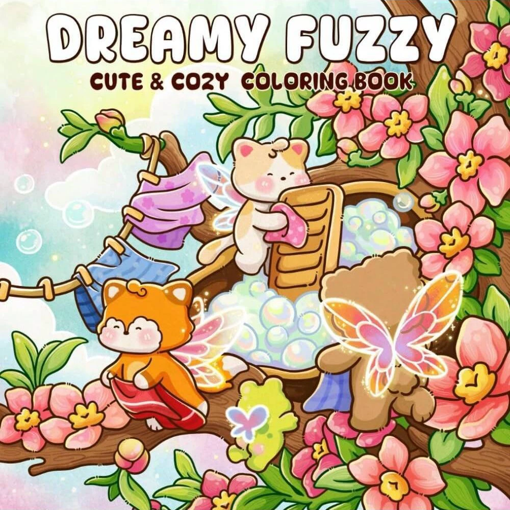 Adult Coloring Book Stress Relief - Dreamy Fuzzy Cute & Cozy Coloring