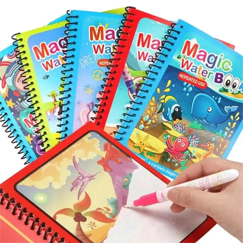 Reusable Water Magic Coloring Book - 1 Book+1 Pen Reusable Magic Coloring