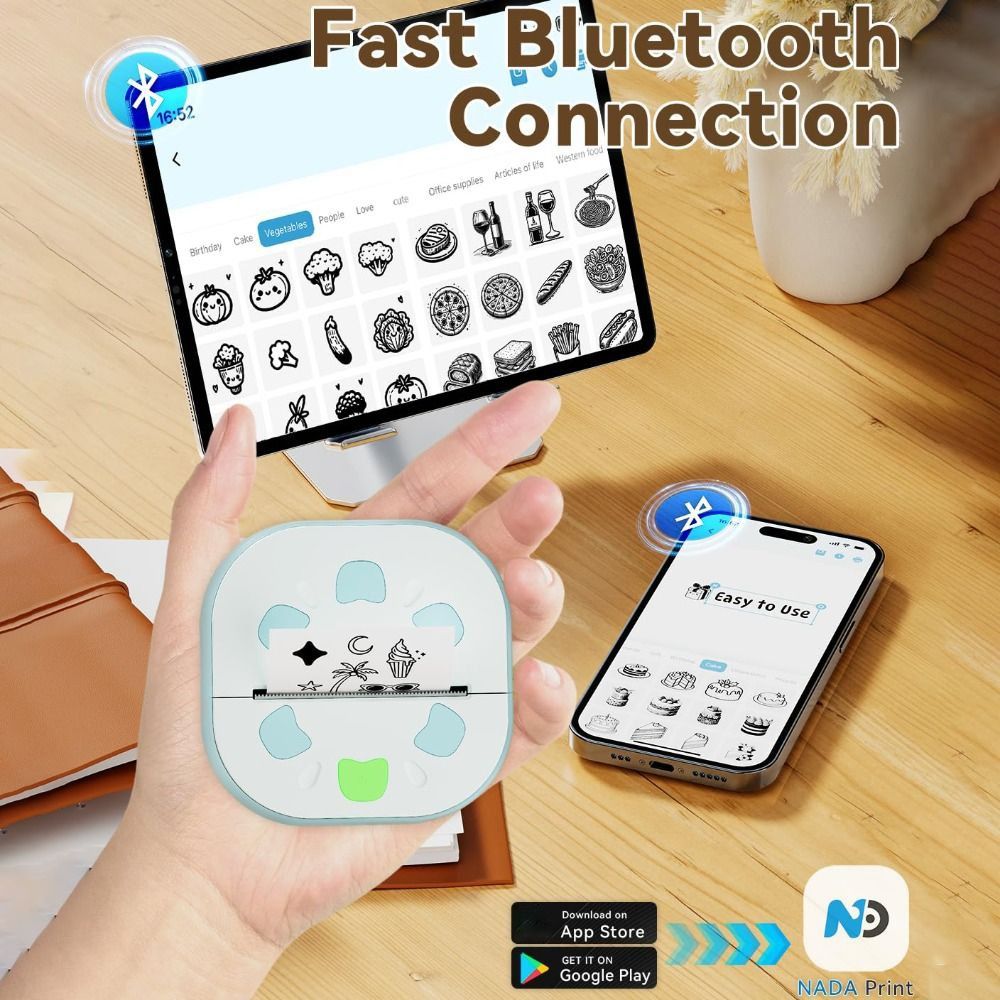Mini Pocket Thermal Printer Paper Roll - Mini Sticker Printer Inkless Printing with