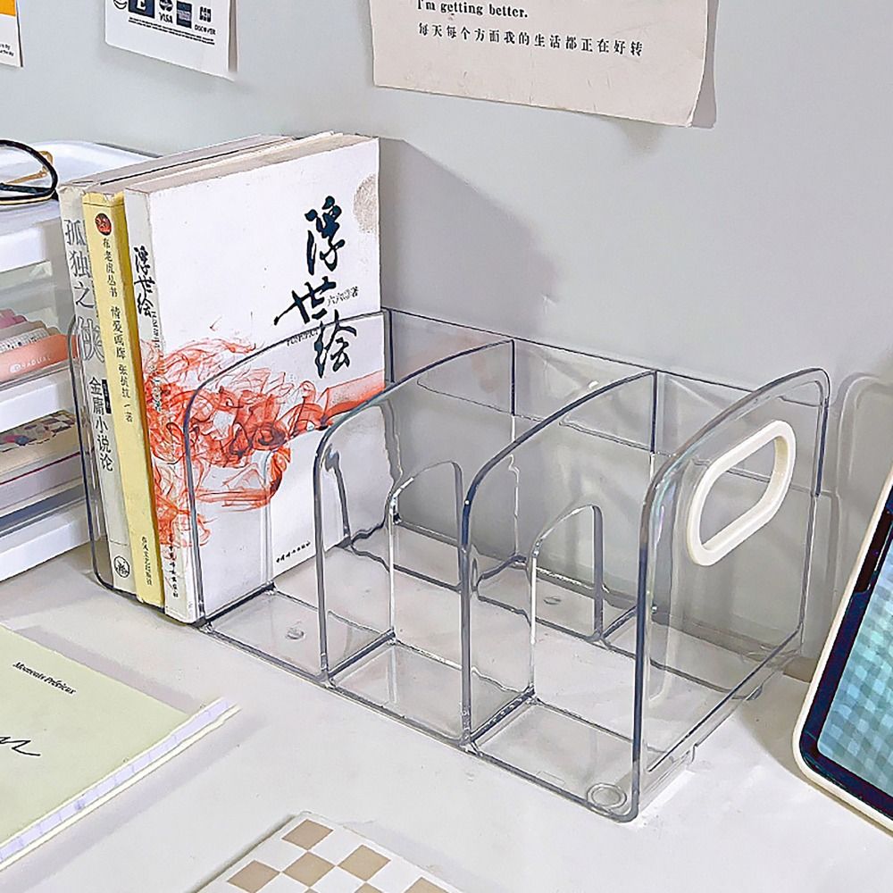 Clear Acrylic Book Stand Holder - Portable Clear Acrylic Bookends with Handle