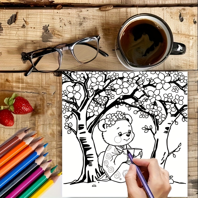 28 Pages Cute Bear in Japan Co - Adult Coloring Book Stress Relief review and price
