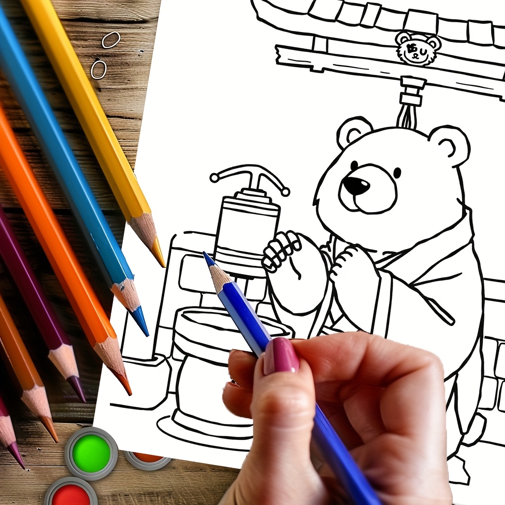 28 Pages Cute Bear in Japan Co - Adult Coloring Book Stress Relief review and price