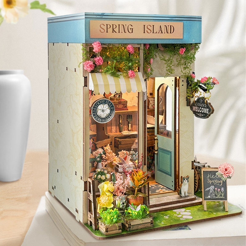 DIY Wooden Spring Island Flowe - Diy Wooden Book Nook Kit Shelf Insert review and price