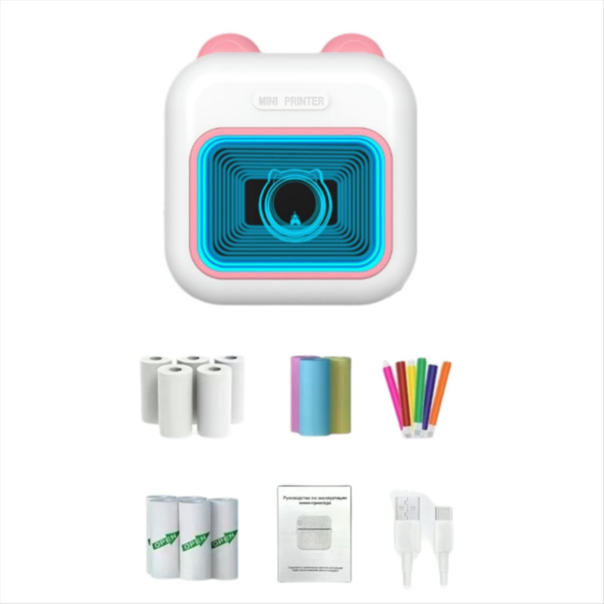 Mini Sticker Printer RGB Light - Mini Pocket Thermal Printer Paper Roll review and price