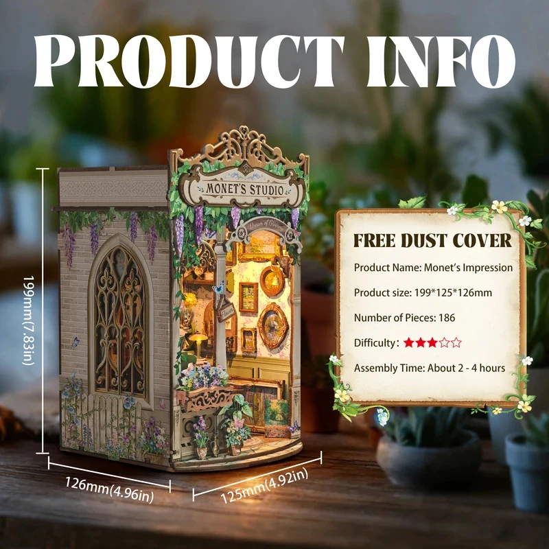 Wooden Monet's Studio Book Noo - Diy Wooden Book Nook Kit Shelf Insert review and price