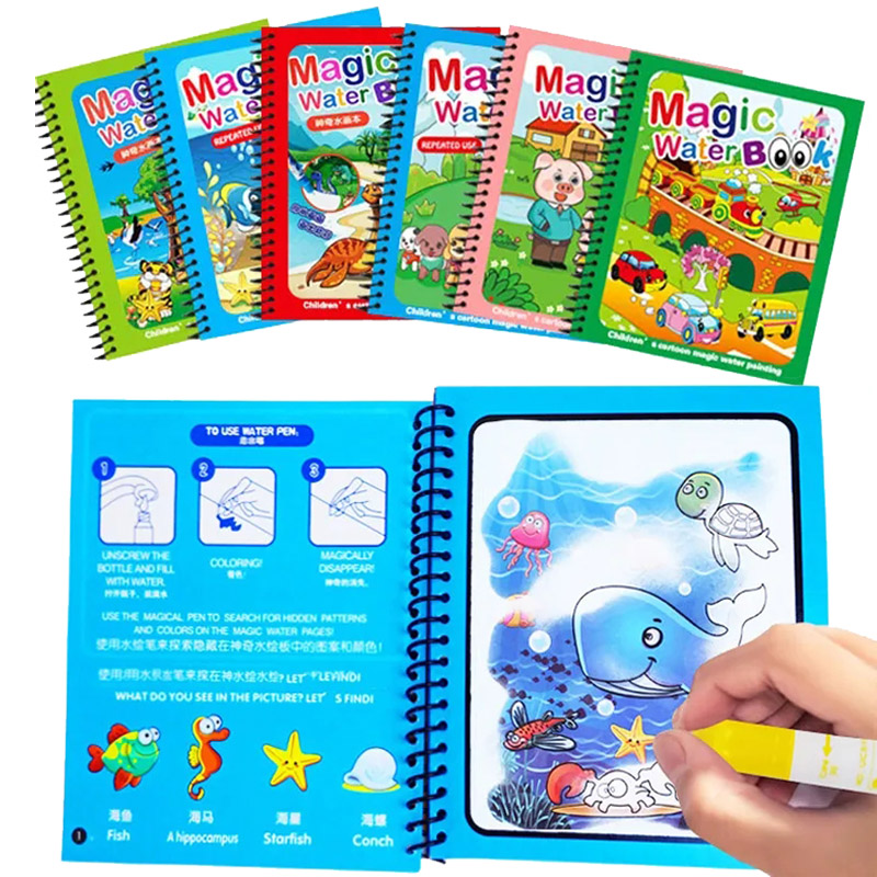 Kids Montessori Toys Reusable  - Reusable Water Magic Coloring Book review and price