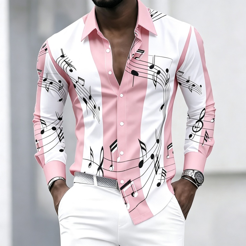 Men's collared shirt with crea - Music review and price