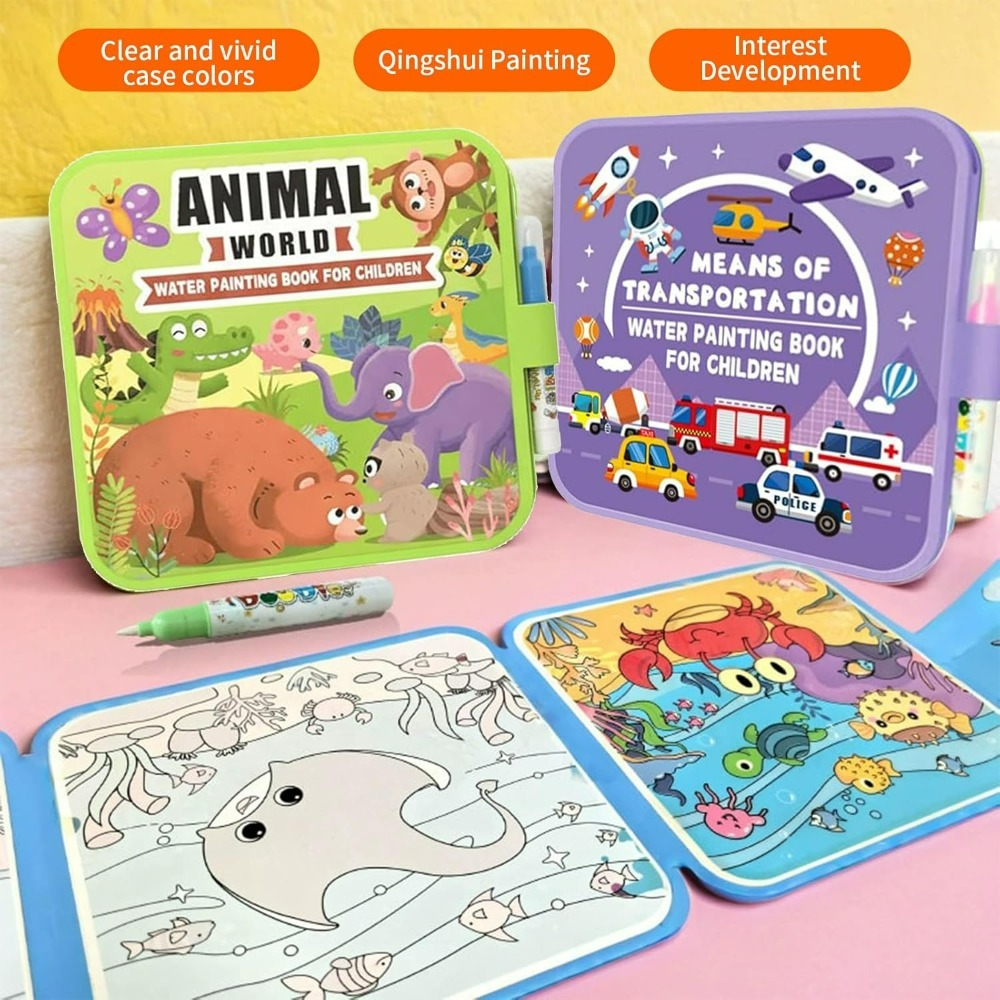 Magic Water Coloring Book Set  - Reusable Water Magic Coloring Book review and price