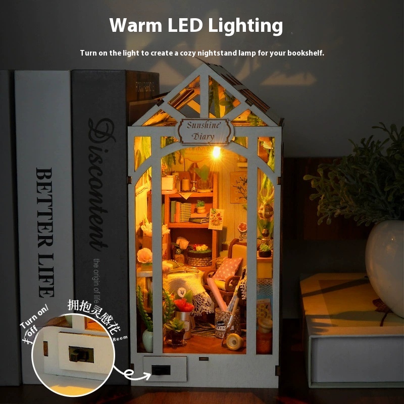 Diy Wooden Sunshine Diary Book - Diy Wooden Book Nook Kit Shelf Insert review and price