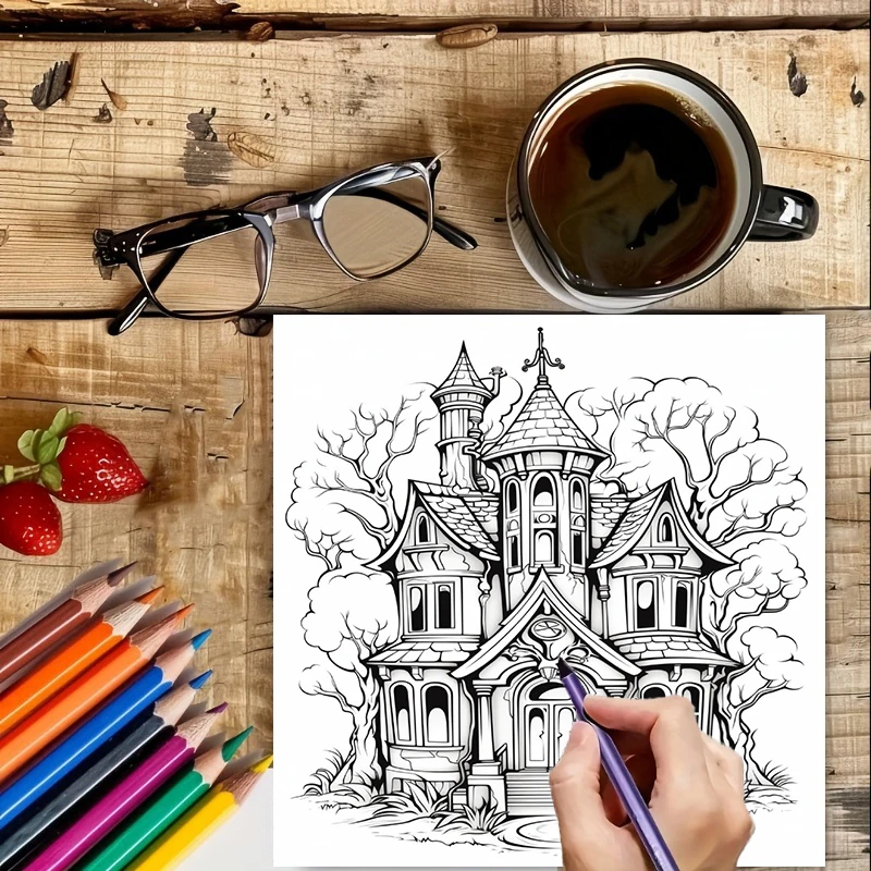 Haunted House Coloring Book fo - Adult Coloring Book Stress Relief review and price