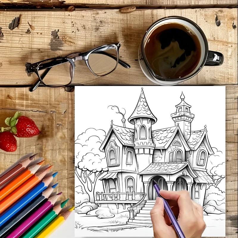 Haunted House Coloring Book fo - Adult Coloring Book Stress Relief review and price