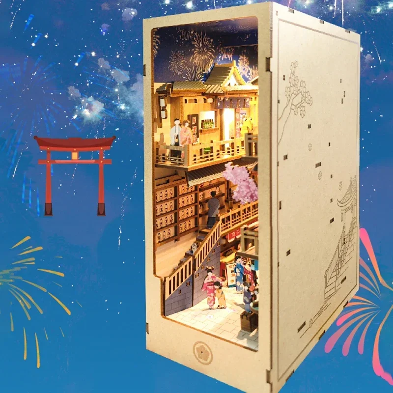 Japanese Retro DIY Wooden Book - Diy Wooden Book Nook Kit Shelf Insert review and price