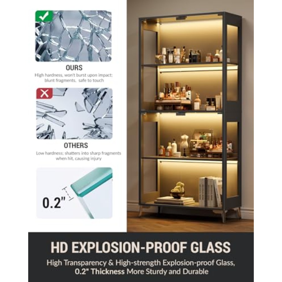 Glass display cabinet with doo - Books review and price