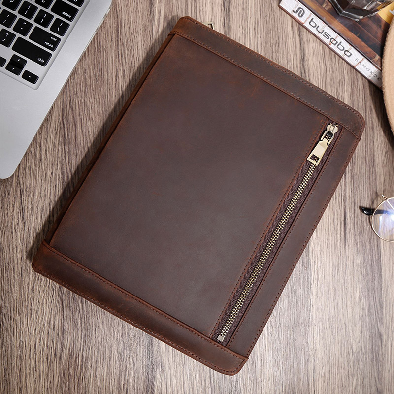 Cow Leather Zipper Portfolio O - Vintage Leather Journal Notebook review and price