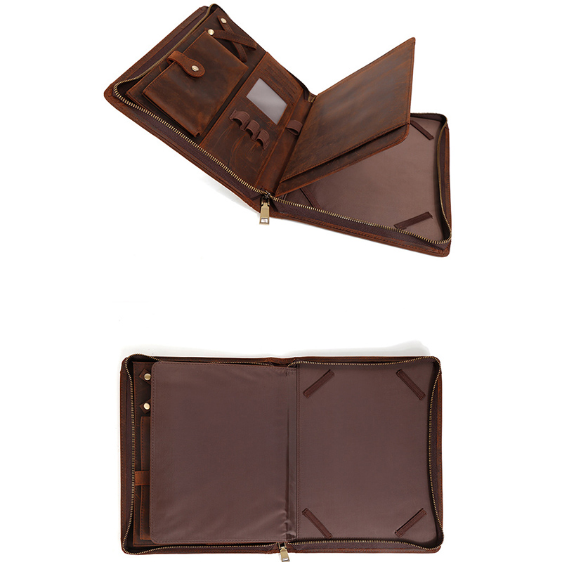 Cow Leather Zipper Portfolio O - Vintage Leather Journal Notebook review and price